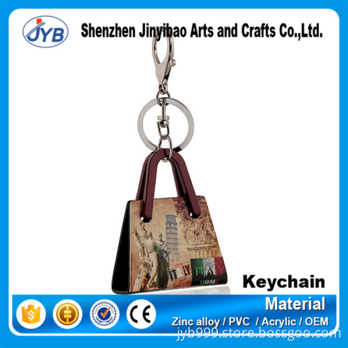 creative design mini pu leather bags accessory handbag keyring